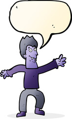 Naklejka premium cartoon vampire with speech bubble