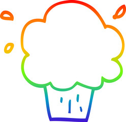 rainbow gradient line drawing cartoon cupcake