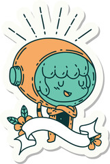 sticker of tattoo style woman in astronaut suit