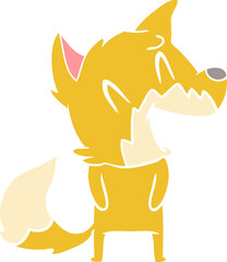 laughing fox flat color style cartoon