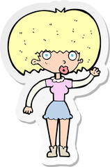 sticker of a cartoon woman waving