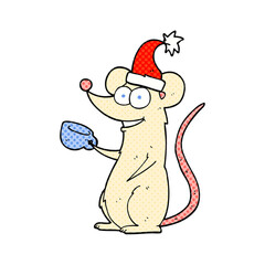 cartoon mouse wearing christmas hat