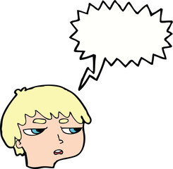 cartoon annoyed boy with speech bubble
