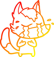 warm gradient line drawing cartoon crying wolf