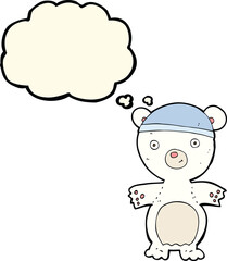 cartoon cute polar bear with thought bubble