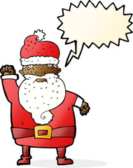cartoon angry santa claus with speech bubble