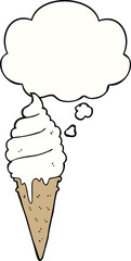cartoon ice cream and thought bubble