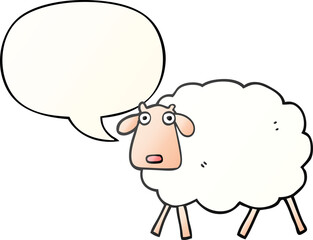 cartoon sheep and speech bubble in smooth gradient style