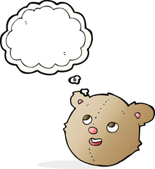 cartoon teddy bear head with thought bubble