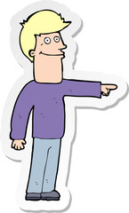 sticker of a cartoon man pointing