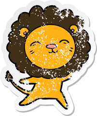 distressed sticker of a cartoon lion
