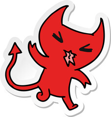 sticker cartoon of a kawaii cute demon