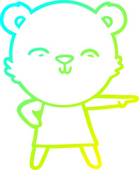 cold gradient line drawing happy cartoon bear
