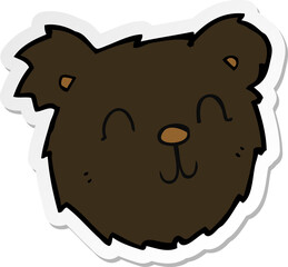 sticker of a cartoon happy black bear face