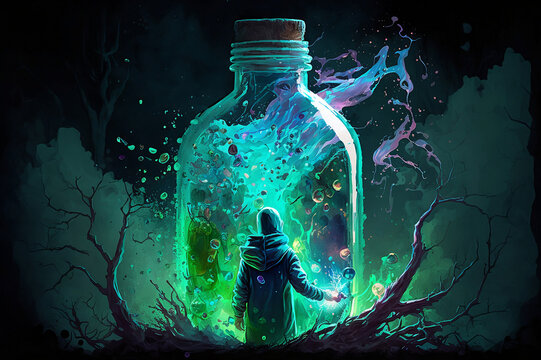 wizard inside of a magical elixir