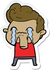 sticker of a cartoon man crying