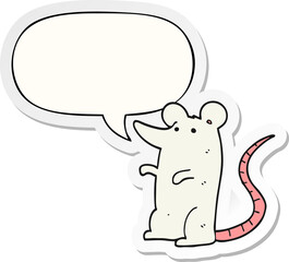 cartoon rat and speech bubble sticker