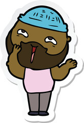 sticker of a cartoon happy bearded man