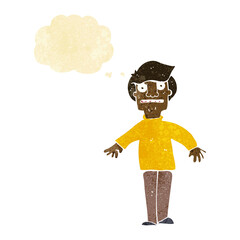 cartoon shocked man with thought bubble