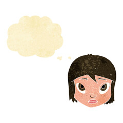 Obraz na płótnie Canvas cartoon female face with thought bubble