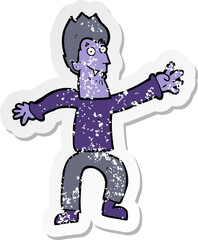 Obraz premium retro distressed sticker of a cartoon vampire