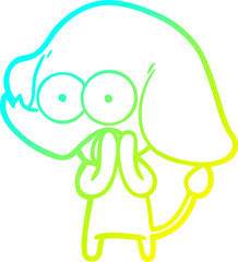 cold gradient line drawing cute cartoon elephant