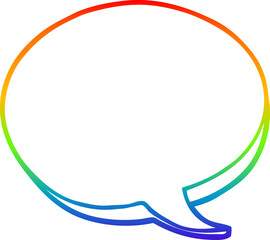 rainbow gradient line drawing cartoon red speech bubble