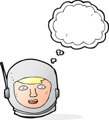 cartoon astronaut head with thought bubble
