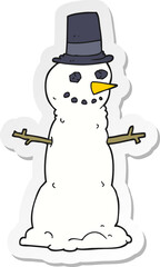 sticker of a cartoon snowman in top hat