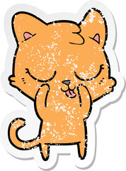distressed sticker of a cartoon cat