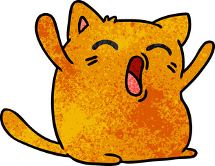 textured cartoon of cute kawaii cat