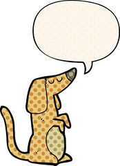 cartoon dog and speech bubble in comic book style