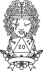 Fototapeta na wymiar elf barbarian character with natural twenty dice roll illustration