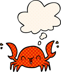 cartoon crab and thought bubble in comic book style