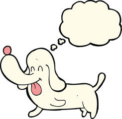 cartoon happy dog with thought bubble