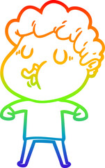 rainbow gradient line drawing cartoon man singing