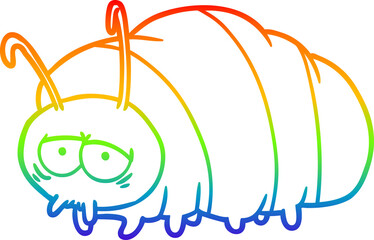 rainbow gradient line drawing cartoon bug