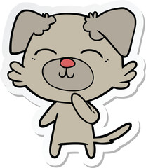 sticker of a cartoon dog thinking