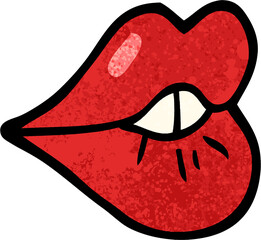 grunge textured illustration cartoon pouting lips