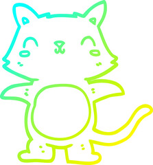 cold gradient line drawing cartoon cat