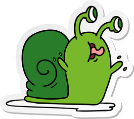 sticker cartoon of a slimy snail