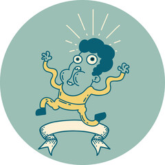 Naklejka premium icon of tattoo style frightened man