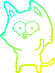 cold gradient line drawing cartoon cat