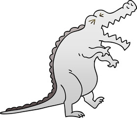 quirky gradient shaded cartoon crocodile