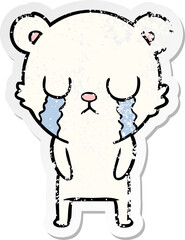 distressed sticker of a crying polar bear cartoon