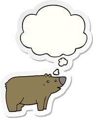 cartoon bear and thought bubble as a printed sticker