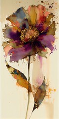 Watercolor background with flowers. Generative AI