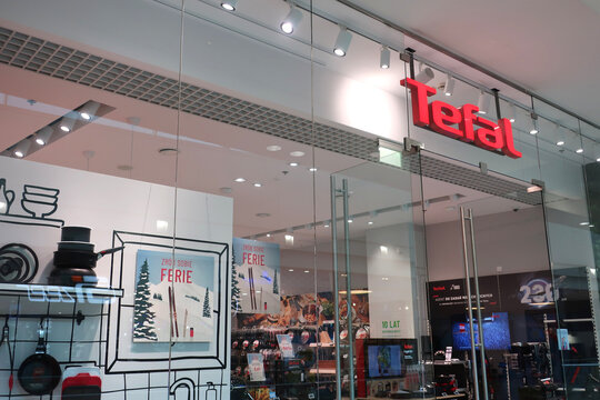 Tefal kitchen products store with signage, logo, emblem at Westfield Mokotow shopping mall. WARSAW, POLAND - FEBRUARY 9, 2023