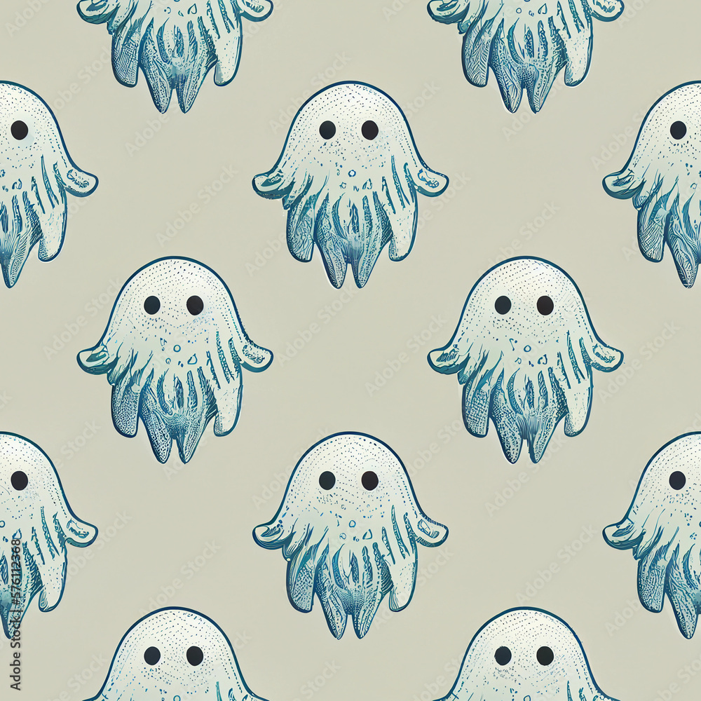 Sticker seamless pattern with jellyfish