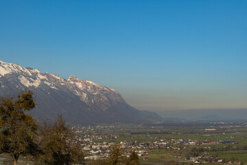 View over the rhine valley from Grabs in Switzerland